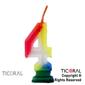 VELA NUMEROTE N.4 FLUO TRICOLOR x 10